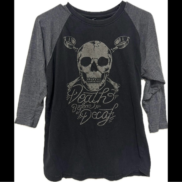 Dutch Bros Other - Dutch Bros *old school* Death Before Decaf Baseball Tee